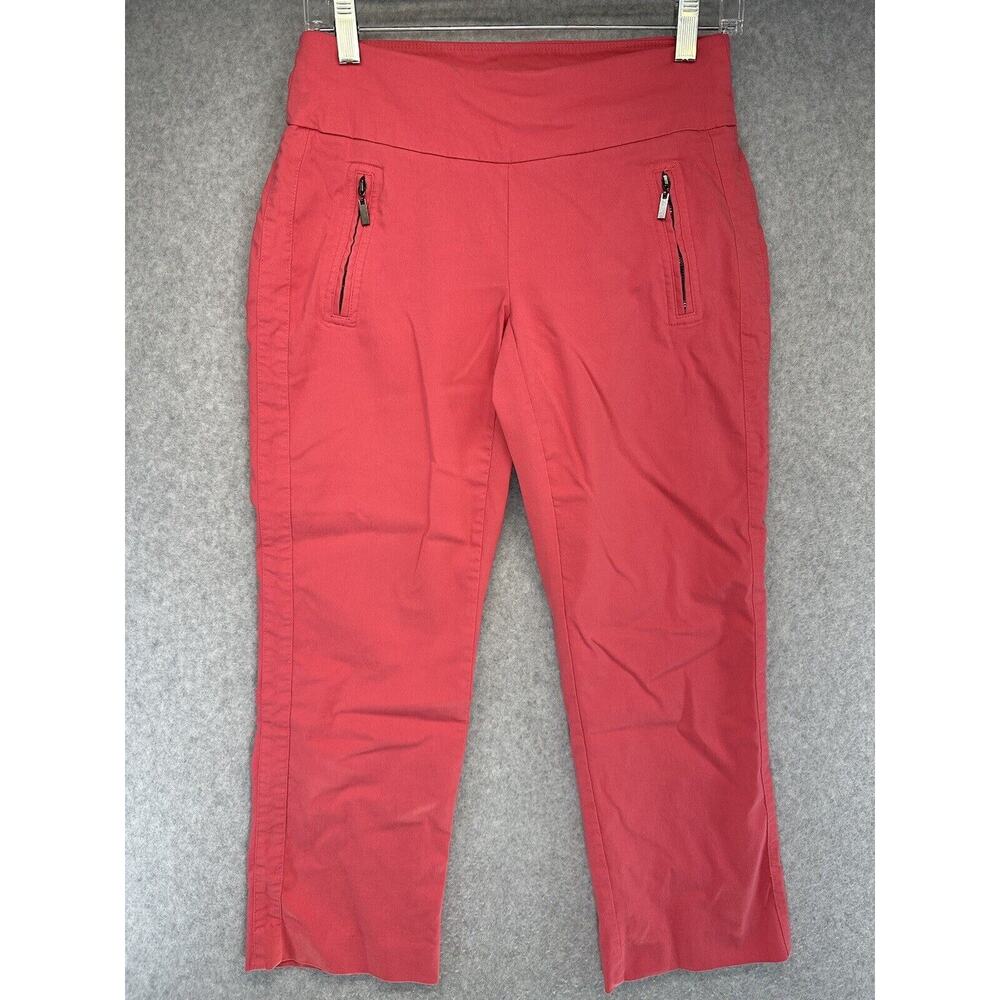 Inc Womens Dress Pants Pull On Size 4 Pink Straight Leg Zipper Faux Pockets